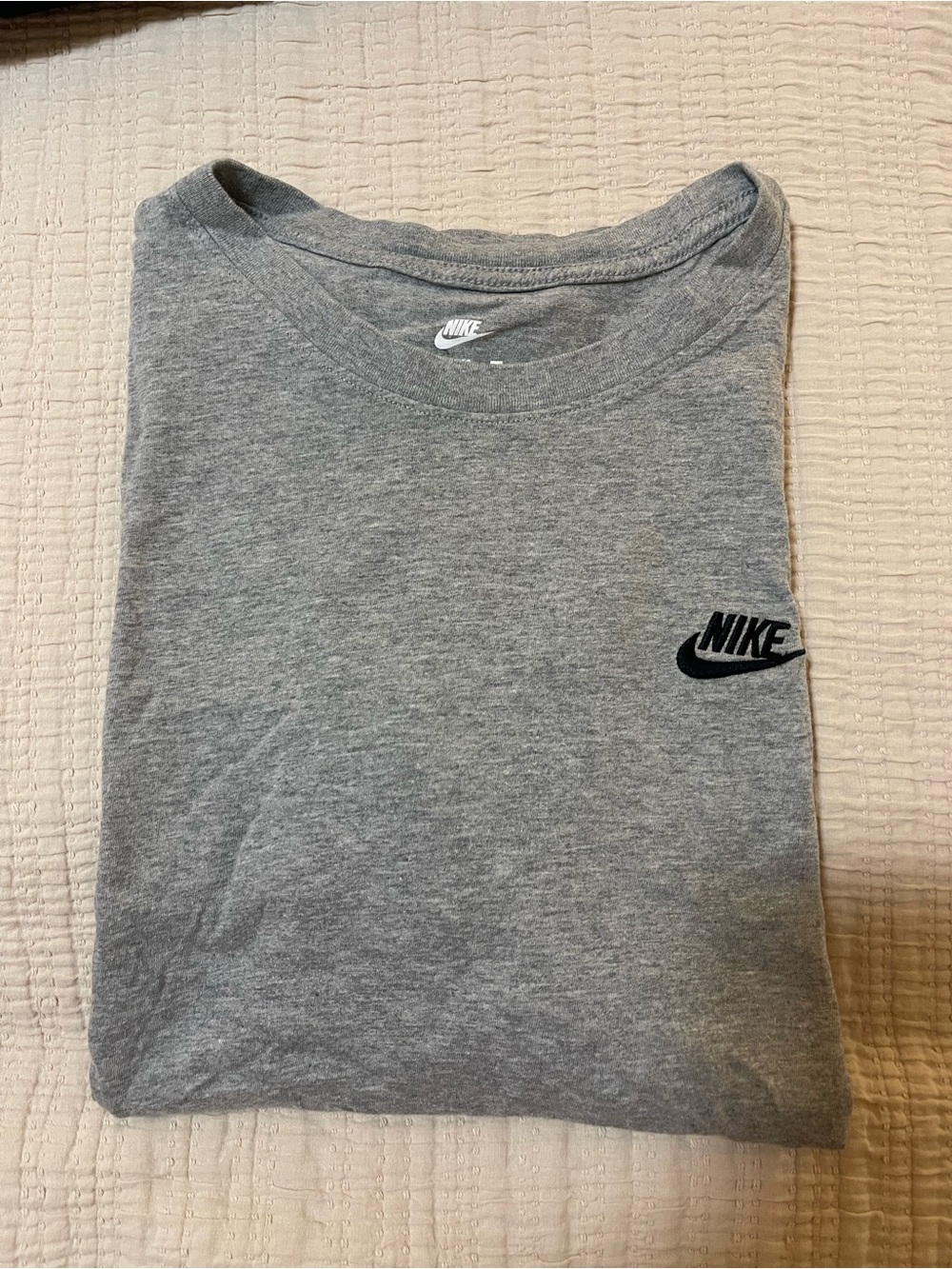 Nike Heather Gray Crew Tee with Black Swoosh